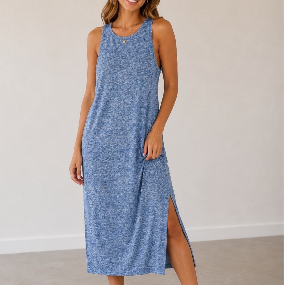 Aerie Open Back Midi Dress Summer Minimalist Beach Coastal Brunch Vacation Girly